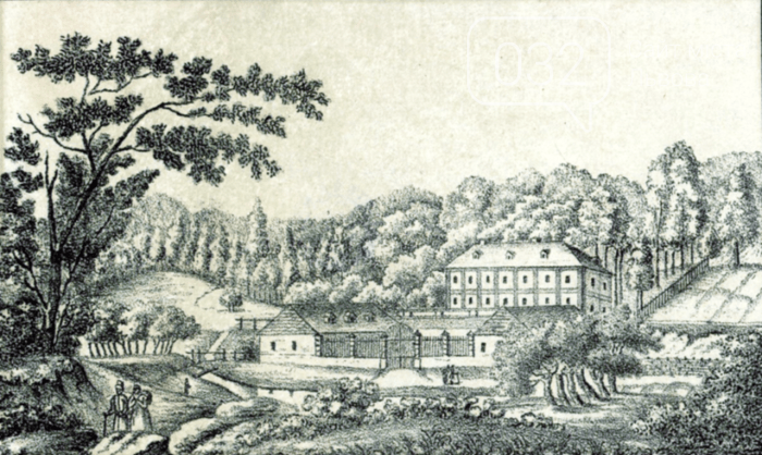 Літографія А.Ланге із зображенням пивного саду на Погулянці, 1823 рік, фото з сайту photo-lviv.in.ua