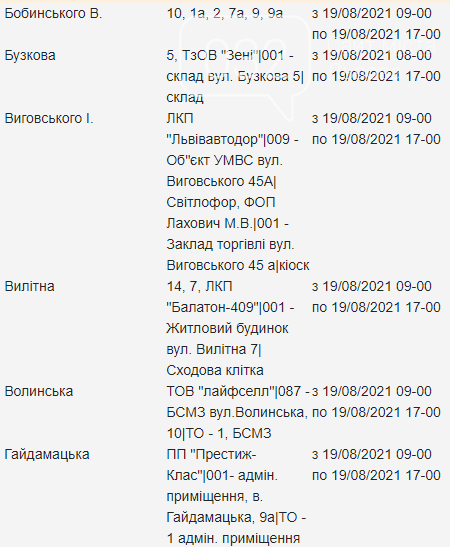 Графік відключень електроенергії у Львові на четвер 19 серпня, — АДРЕСИ, фото-1