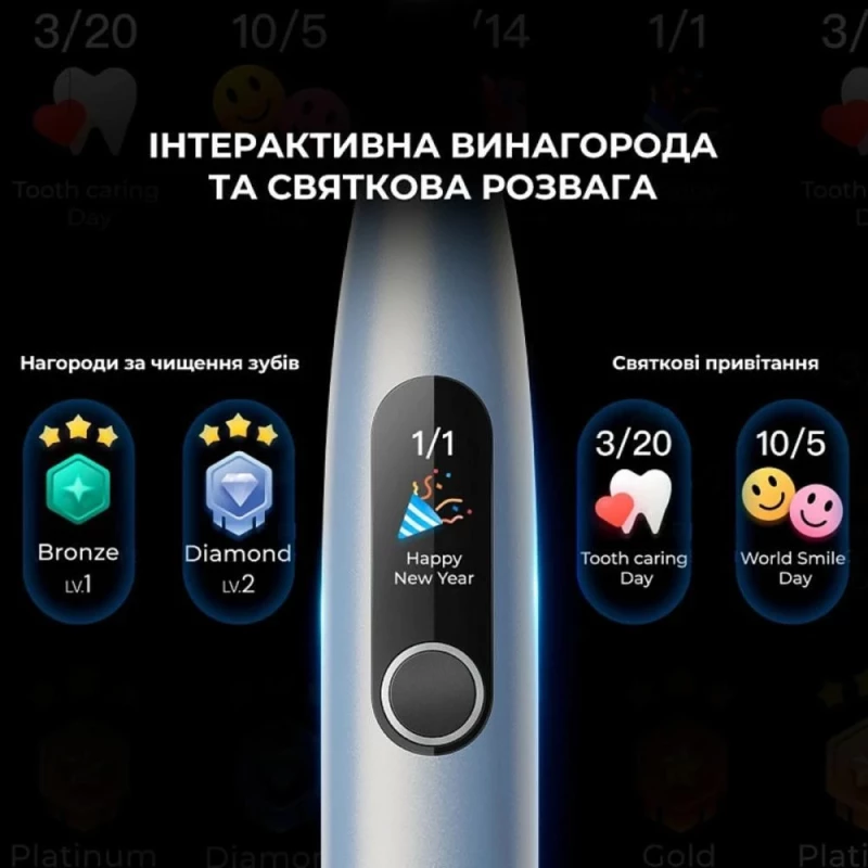 Электрическая зубная щетка Oclean X Plus Pro Digital Silver (6970810556179) - Зображення 8