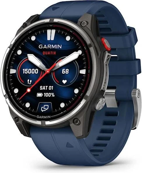 Смарт-годинник Garmin Fenix 8 Pro 47 mm AMOLED Marine GPS Titanium with Blue Silicone Band (010-03198-50)