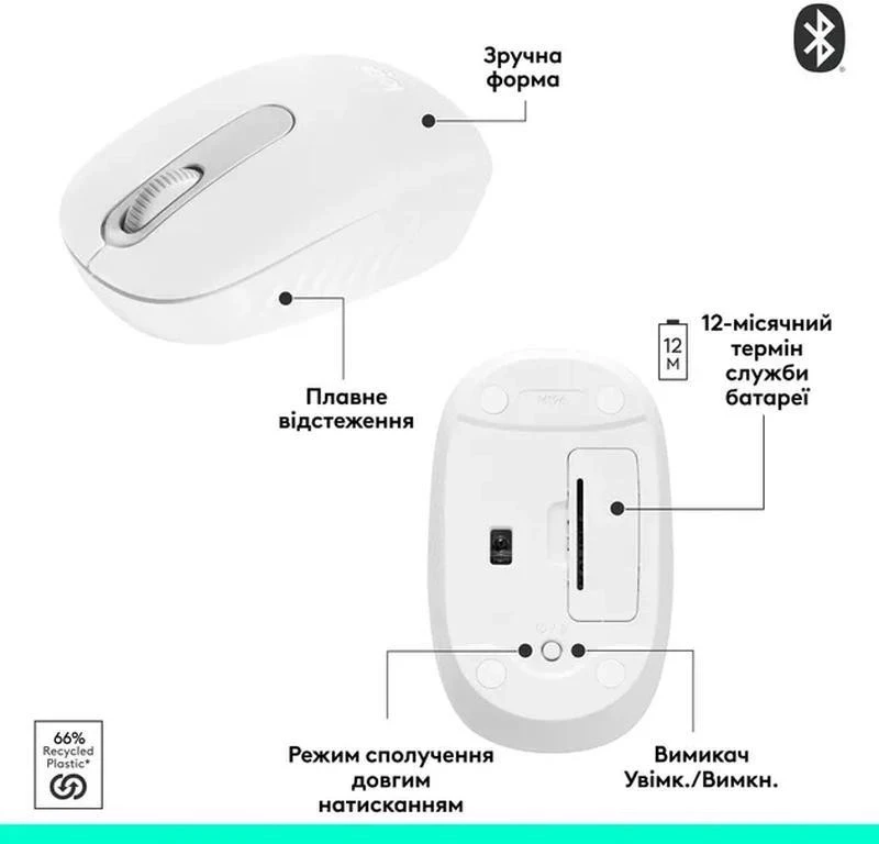 Logitech M196 Bluetooth White (910-007460) - Зображення 6