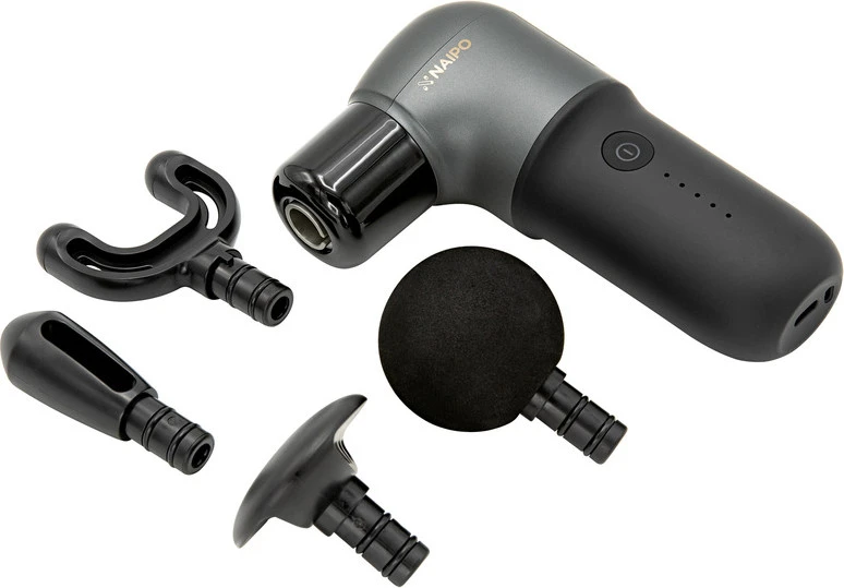Перкуссионный массажер Naipo Mini Massage Gun (4 насадки) Black (MGPC-002) - Зображення 1