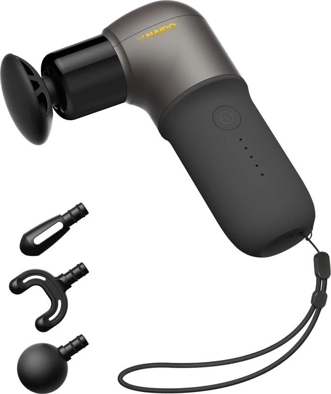 Перкуссионный массажер Naipo Mini Massage Gun (4 насадки) Black (MGPC-002) - Зображення 2
