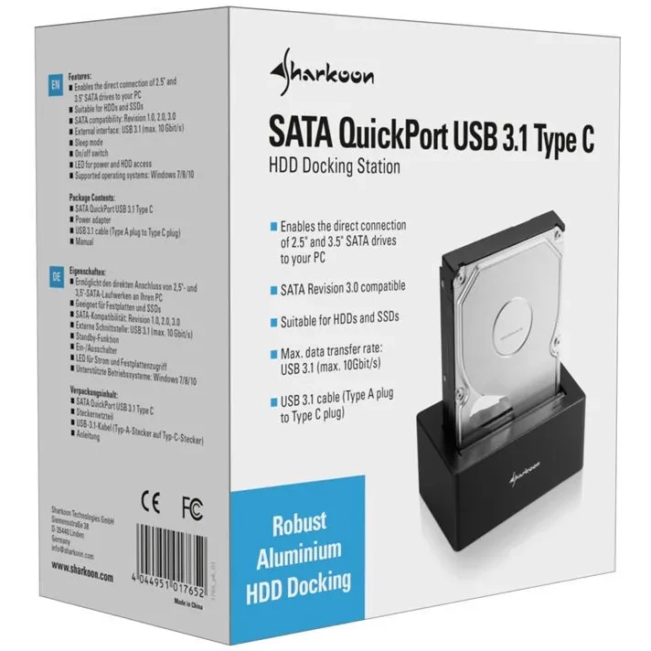 Sharkoon SATA QuickPort USB 3.1 Type C - Зображення 2