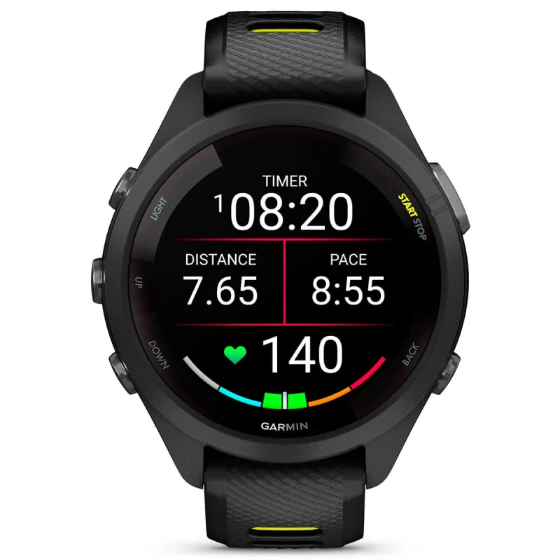 Garmin Forerunner 265S Black Bezel and Case with Black/Amp Yellow Silicone Band (010-02810-53) - Зображення 1