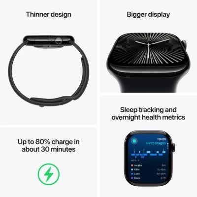 Apple Watch Series 10 GPS 46mm Jet Black Aluminum Case w. Ink Sport Loop (MWWR3) - Зображення 2