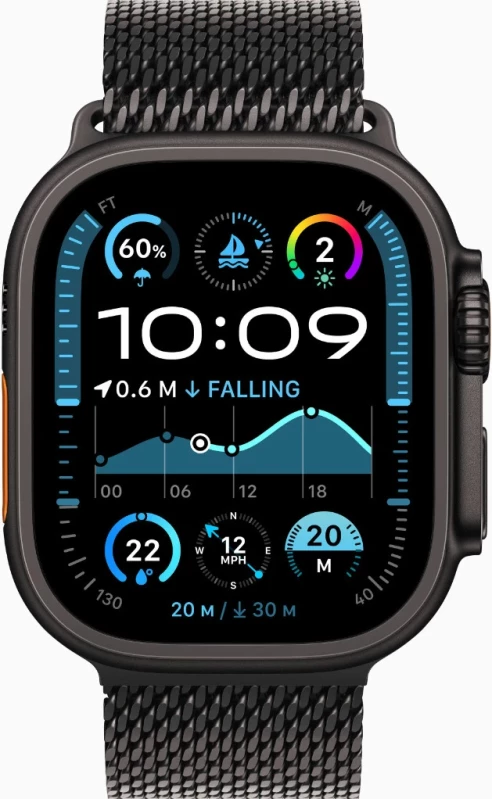Apple Watch Ultra 2 GPS + Cellular 49mm Black Titanium Case w. Black Titanium Milanese Loop - M (MX5U3) - Зображення 1