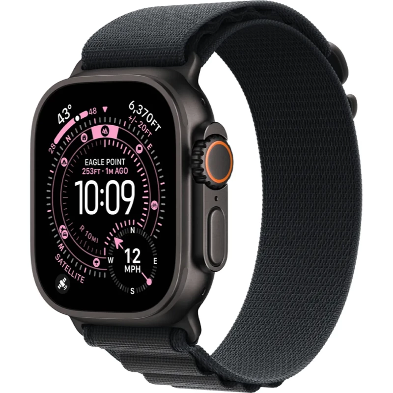 Apple Watch Ultra 3 GPS + Cellular 49mm Black Tit. Case w. Black Alpine Loop - Medium (MF0V4)