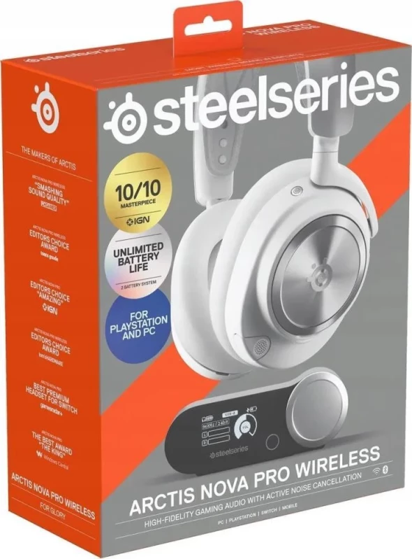 Наушники с микрофоном SteelSeries Arctis Nova Pro Wireless White (61524) - Зображення 5