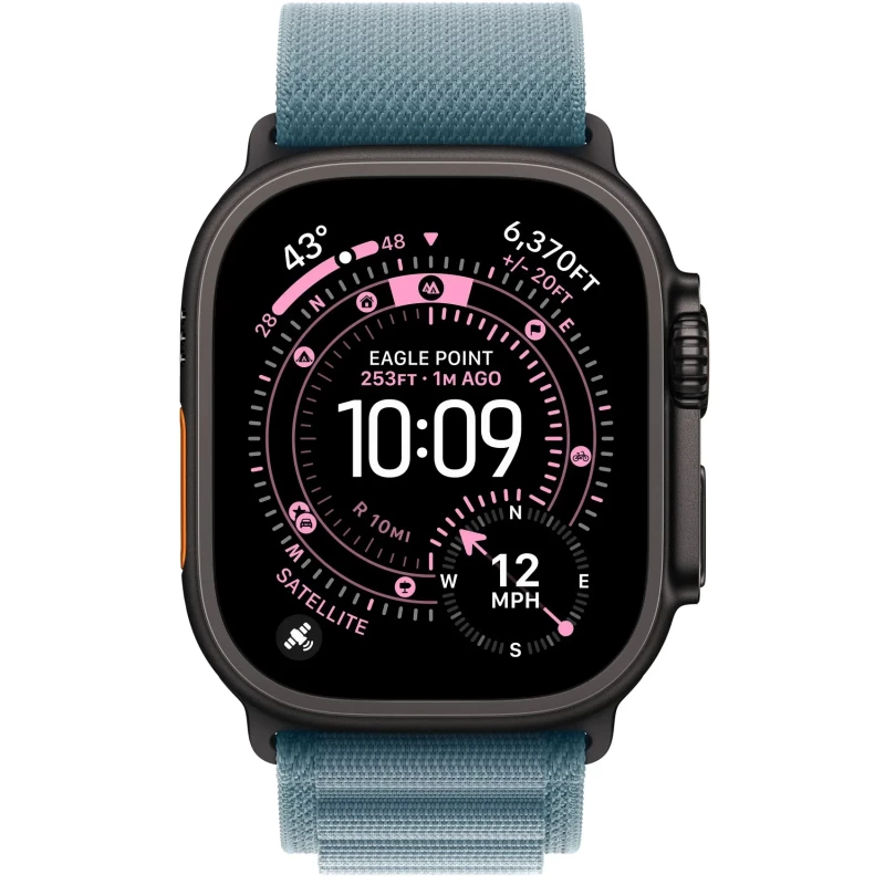 Ремешок Apple Light Blue Alpine Loop - Black Titanium Finish for Watch 44/45/46/49mm Medium (MG9L4) - Зображення 1
