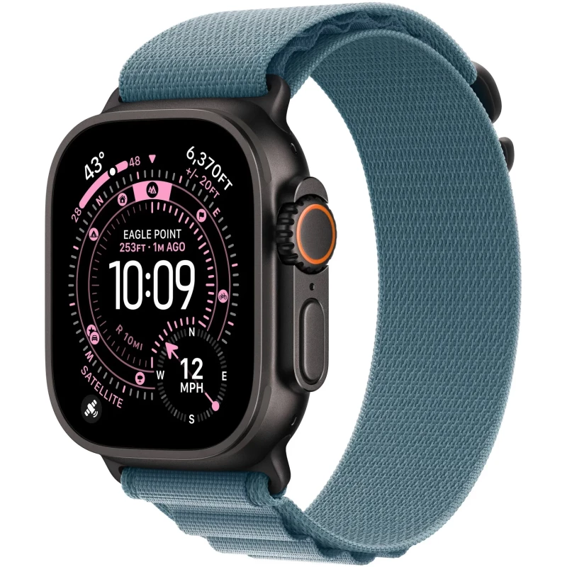 Ремешок Apple Light Blue Alpine Loop - Black Titanium Finish for Watch 44/45/46/49mm Medium (MG9L4) - Зображення 2