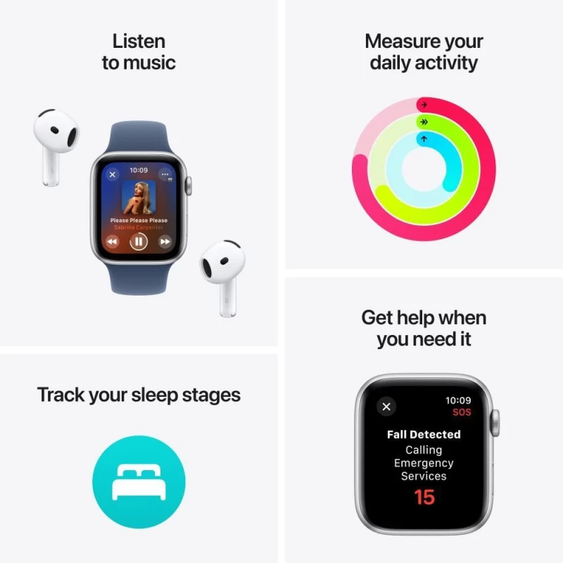 Apple Watch SE 2 GPS 44mm Midnight Aluminium Case w. Midnight Sport Band - M/L (MXEK3) - Зображення 2