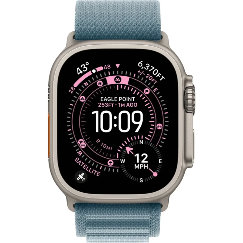 Apple Watch Ultra 3 GPS + Cellular 49mm Natural Tit. Case w. Light Blue Alpine Loop - Small (MEWK4) - Зображення 1