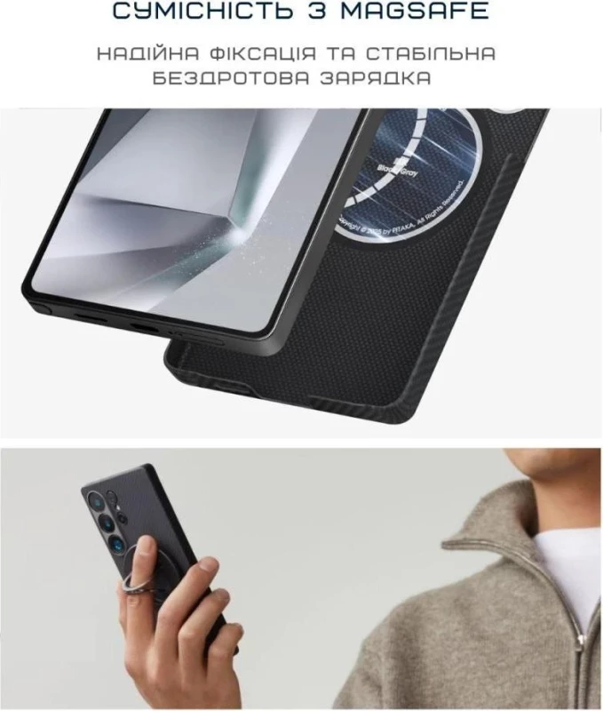 Чехол для смартфона Pitaka Ultra-Slim Case Classic Twill 600D Black/Grey for Samsung Galaxy S25 Ultra Black/Grey (KS2501U) - Зображення 3