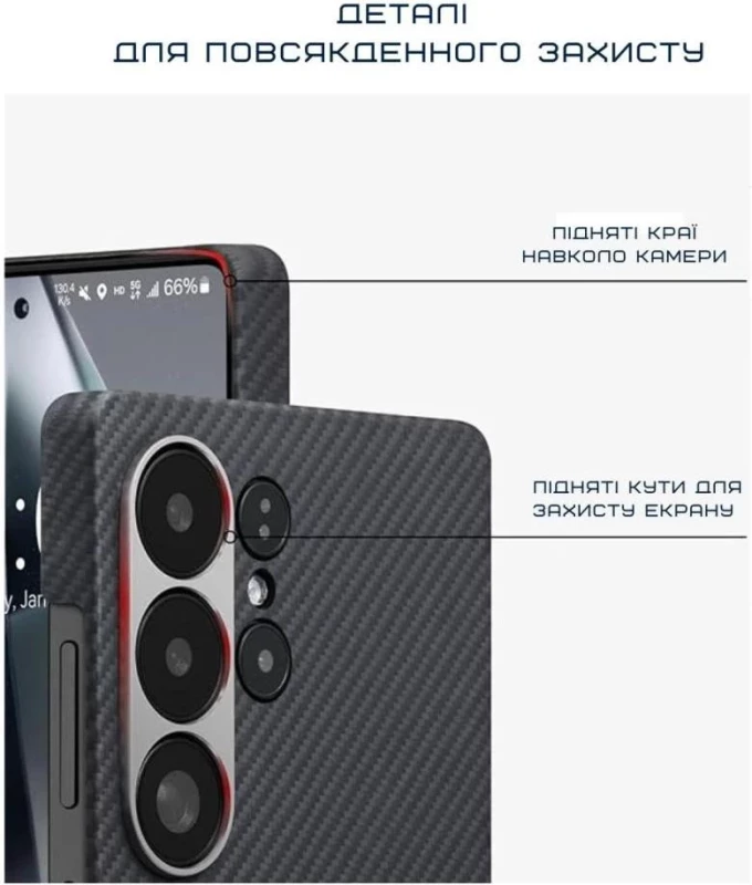 Чехол для смартфона Pitaka Ultra-Slim Case Classic Twill 600D Black/Grey for Samsung Galaxy S25 Ultra Black/Grey (KS2501U) - Зображення 4