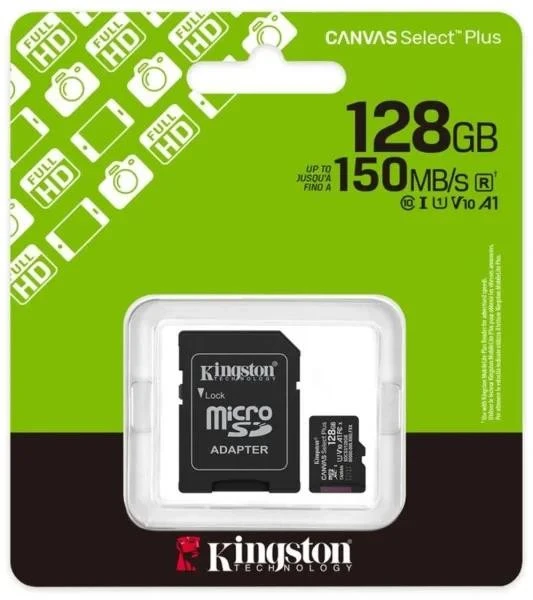 Kingston 128 GB microSDXC Canvas Select Plus Gen3 + SD-Adapter SDCS3/128GB (UA) - Зображення 1