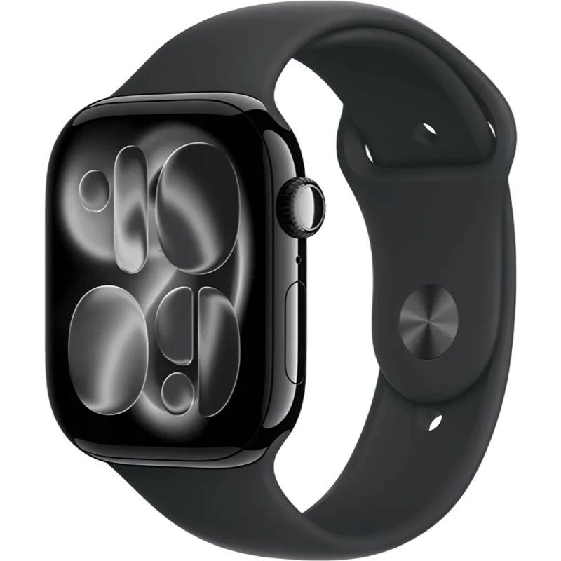 Apple Watch Series 11 GPS 46mm Jet Black Aluminum Case with Black Sport Band - M/L (MEUX4)