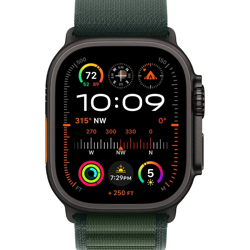 Apple Watch Ultra 2 GPS + Cellular 49mm Black Titan. Case w. Dark Green Alpine Loop - Medium (MX4R3) - Зображення 1