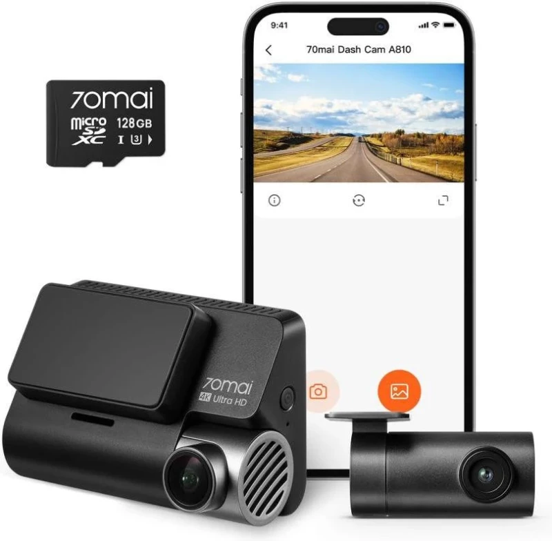 Видеорегистратор 70mai 4K A810 HDR Dash Cam Set Global (+ камера заднего вида) (A810-2) - Зображення 1