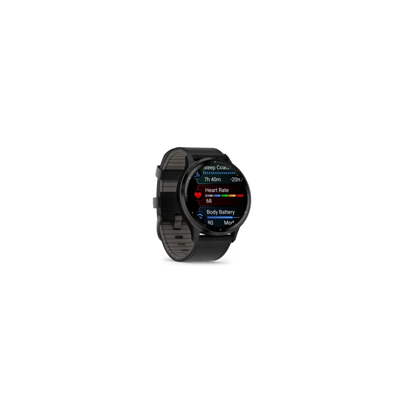 Garmin Venu 3 Slate S. Steel Bezel w. Black Case and Leather Band (010-02784-52) - Зображення 2