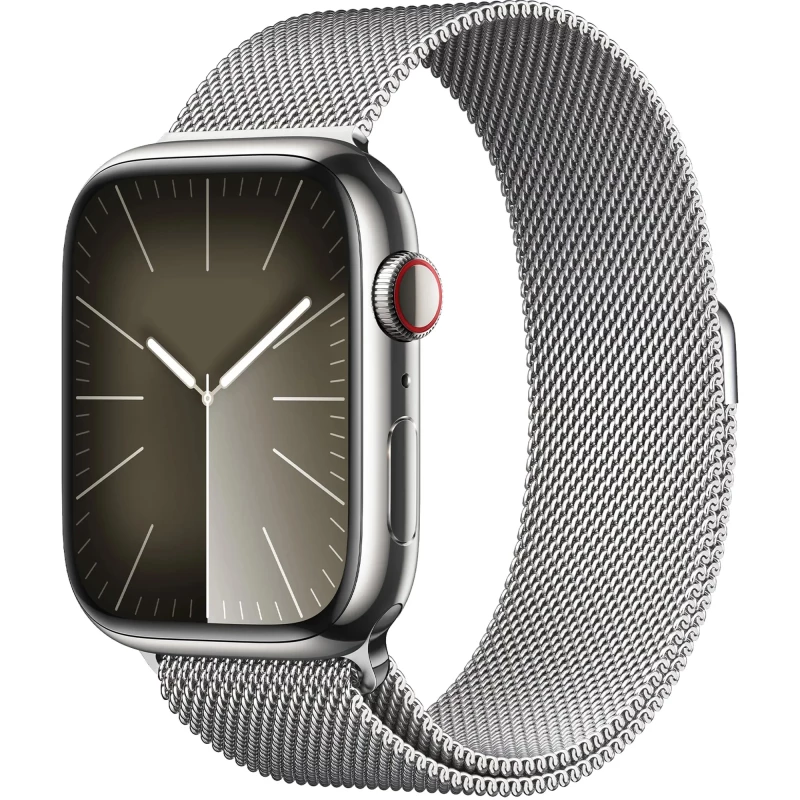 Apple Watch Series 9 GPS + Cellular 41mm Silver S. Steel Case w. Silver Milanese Loop (MRJ43)