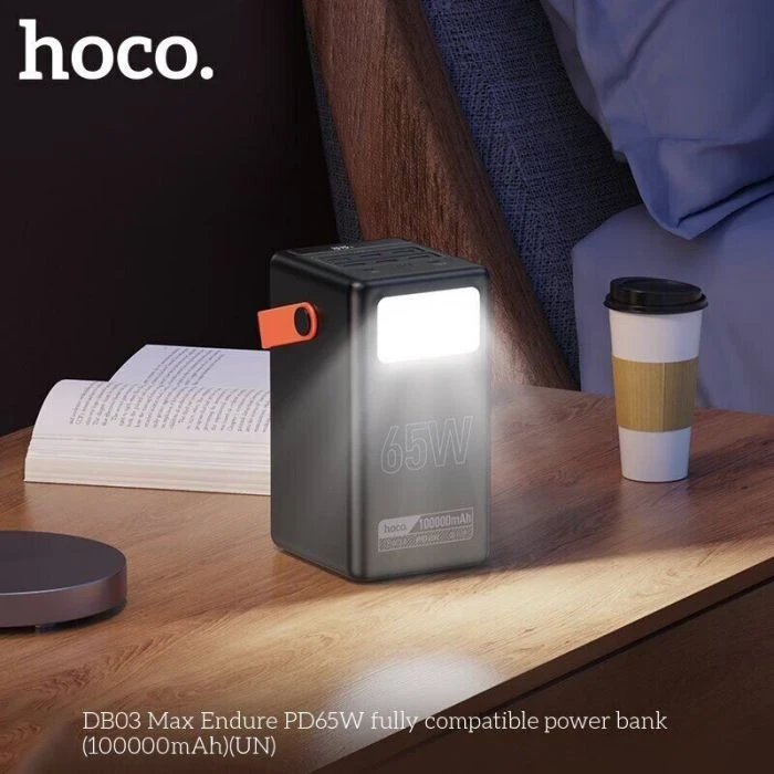HOCO 100000mAh Max Centurion PD/65W, QC, LED Lamp, Black (DB03 / 714722) (UA) - Зображення 6