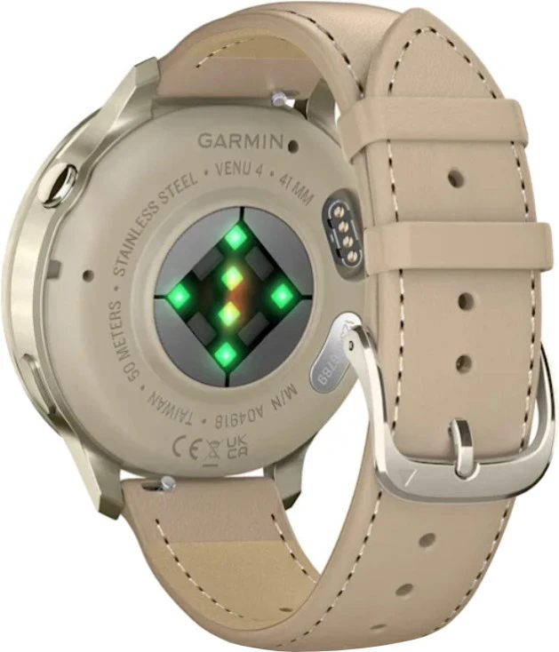 Смарт-часы Garmin Venu 4 41 mm Lunar Gold with Light Sand Leather Band (010-03013-03) - Зображення 1