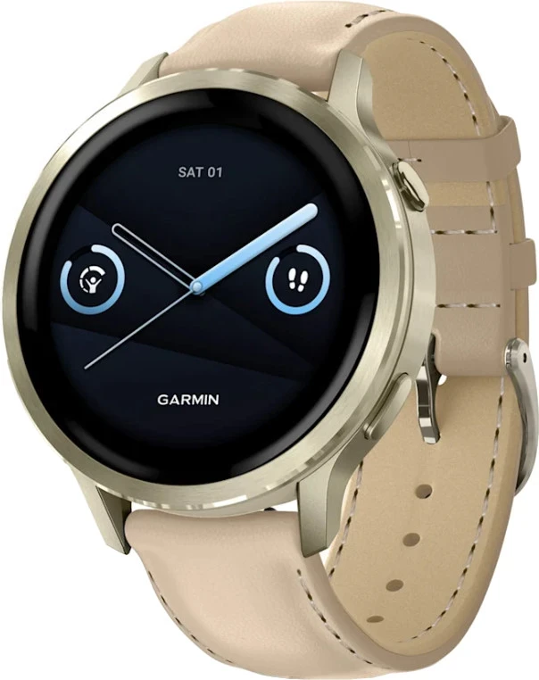 Смарт-часы Garmin Venu 4 41 mm Lunar Gold with Light Sand Leather Band (010-03013-03)