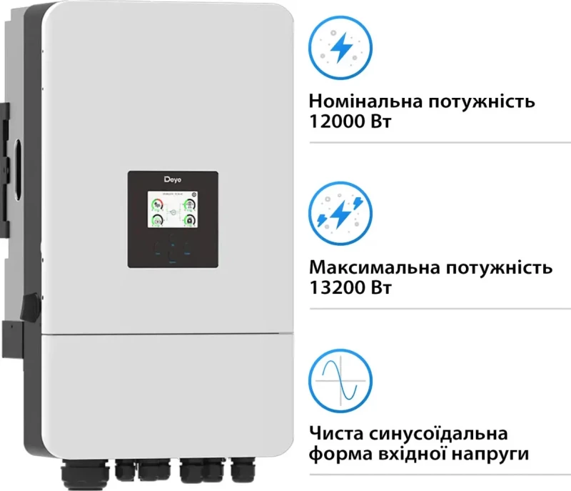 Гибридный солнечный инвертор Deye SUN-12K-SG05LP3-EU-SM2 - Зображення 2