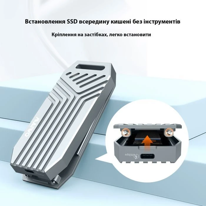 Карман внешний Maiwo M.2 SSD NVMe 2280 ч-з USB4.0 Type-C 40Gbps (K1695) (UA) - Зображення 4