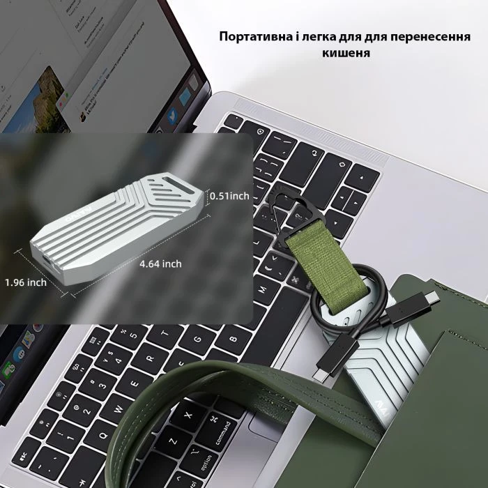 Карман внешний Maiwo M.2 SSD NVMe 2280 ч-з USB4.0 Type-C 40Gbps (K1695) (UA) - Зображення 6