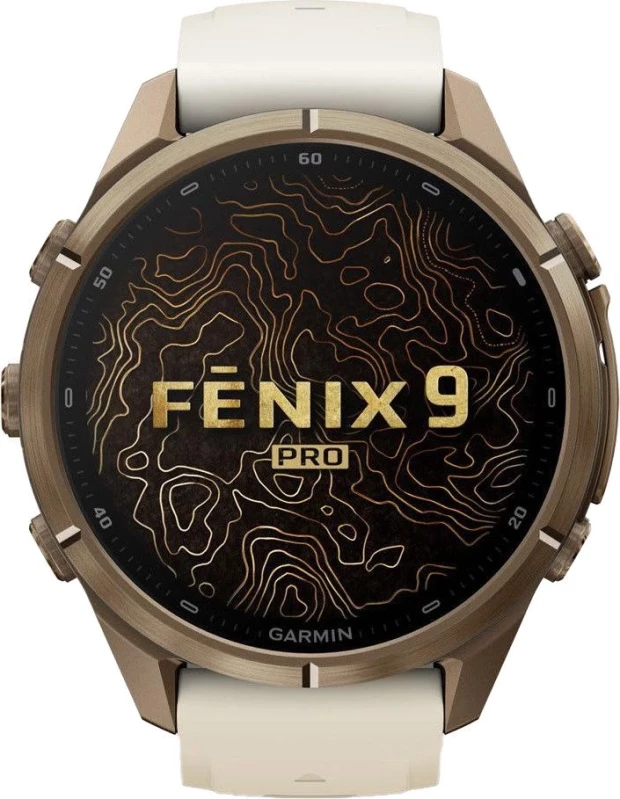 Смарт-часы Garmin Fenix 9 Pro 43mm Autumn Gold Titanium with Cream/French Gray Silicone Band (010-04335-25/26) - Зображення 1