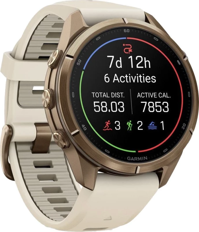 Смарт-часы Garmin Fenix 9 Pro 43mm Autumn Gold Titanium with Cream/French Gray Silicone Band (010-04335-25/26) - Зображення 2