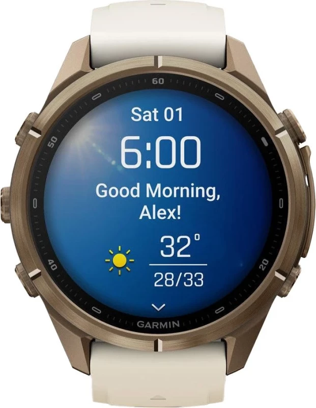 Смарт-часы Garmin Fenix 9 Pro 43mm Autumn Gold Titanium with Cream/French Gray Silicone Band (010-04335-25/26) - Зображення 8