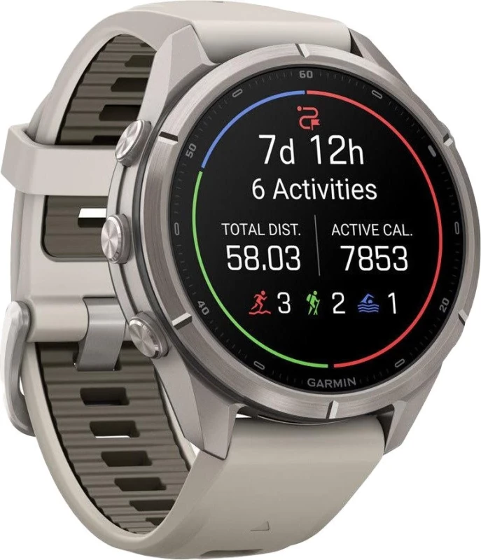 Смарт-часы Garmin Fenix 9 Pro inReach 43mm Titanium with Fog Gray/Dark Sandstone Silicone Band (010-04335-80/81) - Зображення 2