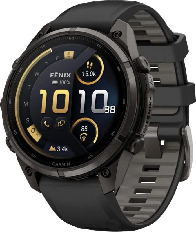 Смарт-часы Garmin Fenix 9 Pro inReach 47mm Carbon Gray DLC Titanium w. Black/Pebble Gray Silicone B. (010-04336-10/11)
