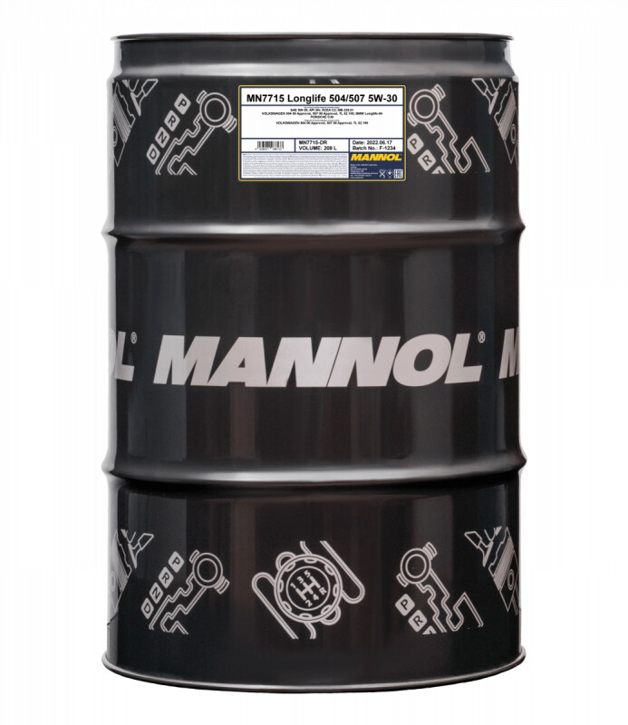 Моторное масло Mannol 7715 Longlife 504/507 5w30 208л SN C3 MB 229.51 VW 504 - Зображення 1