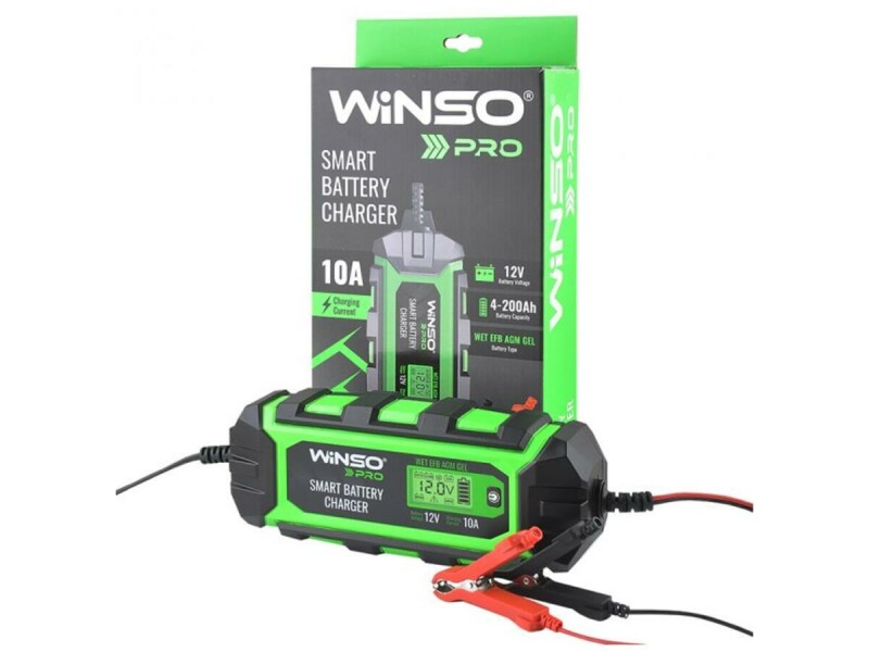 Зарядное устройство АКБ импульсное Winso PRO LCD 12В АКБ до 200А, ток зарядки 10А, 160Вт, экран (139520) - Зображення 3