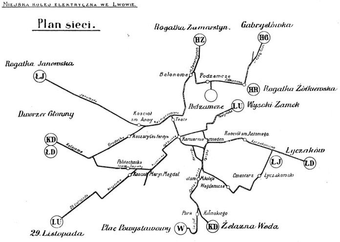 Схема трамвайних ліній Львова 1911 року. Із колекції трамвайного депо № 1 / Фото: з вільних джерел