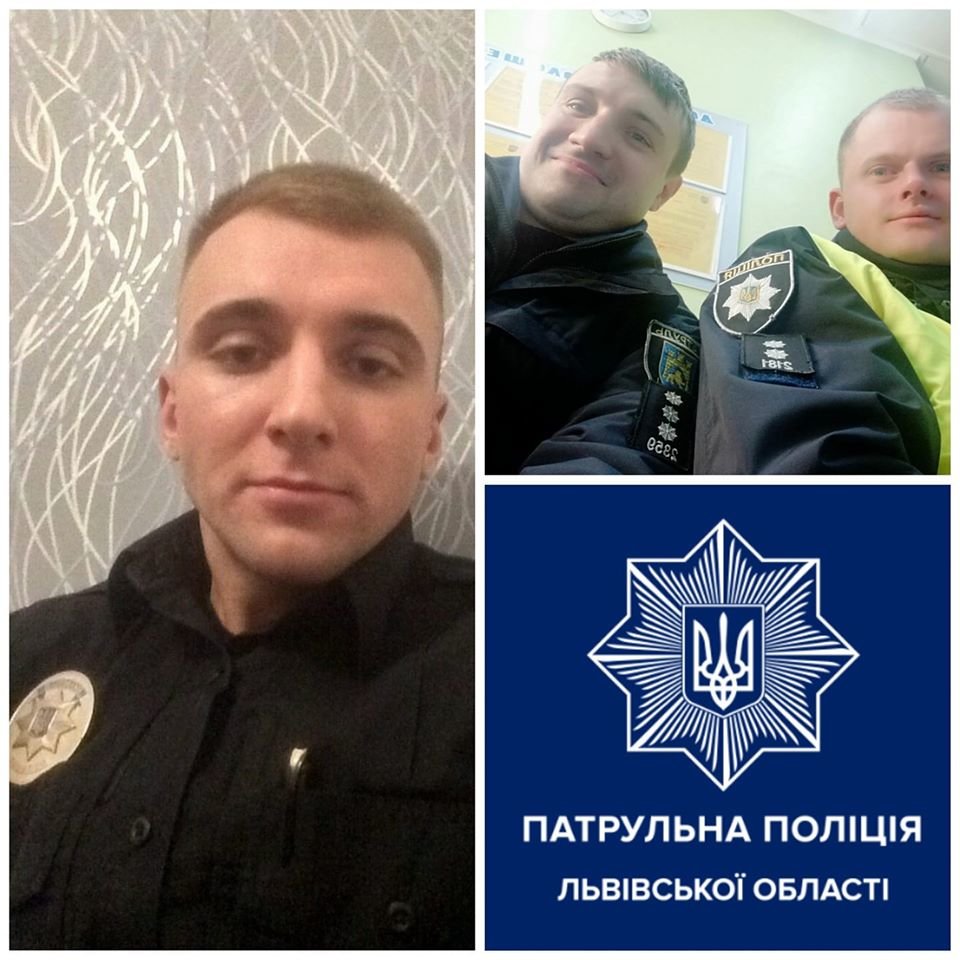 Патрульні, які врятували хлопця при спробі самогубства/фото пресслужби Патрульної поліції Львівщини