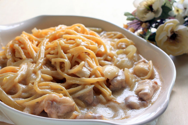 Фото: Спагеті з куркою у вершковому соусі / stravy.net