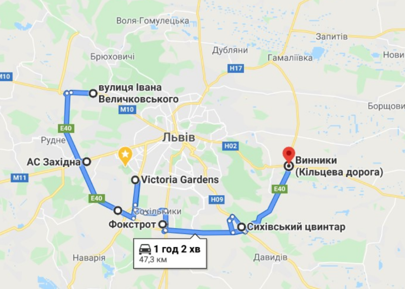Пропонована схема руху по Кільцевій дорозі Львова