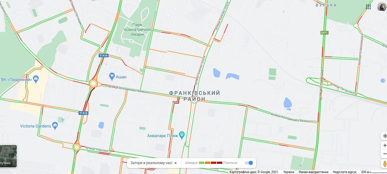 Затори у Франківському районі Львова Затори у Франківському районі Львова, Скріншот - 032.ua