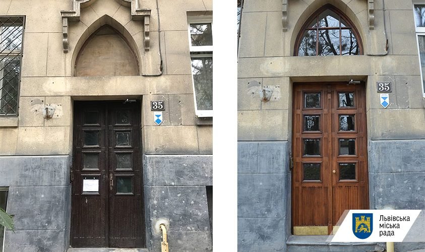 У будинку біля Високого Замку відновили історичні дубові двері, - ФОТО