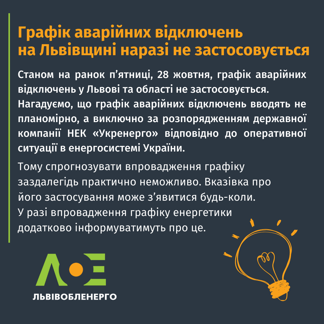 Графік аварійних відключень наразі не застосовується, - 