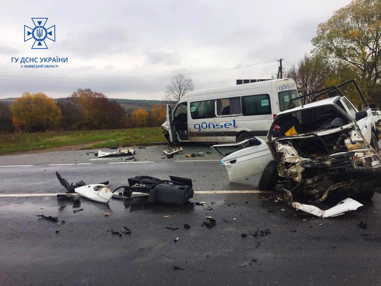 Поблизу Львова зіткнулися легковик з мікроавтобусом: водія Skoda деблокували рятувальники, - ФОТО